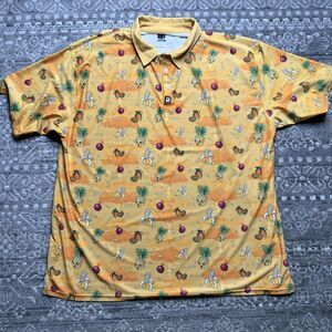 Greater Half Golf Polo Shirt Men's 4XL XXXXL Yellow Fruit Pineapple Banana